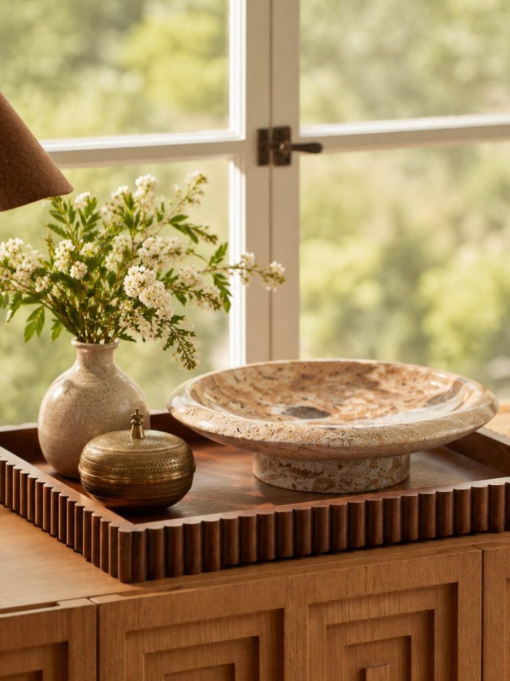 Natural Stone Pedestal Bowl Modern Footed Wabi Sabi Catchall Dish